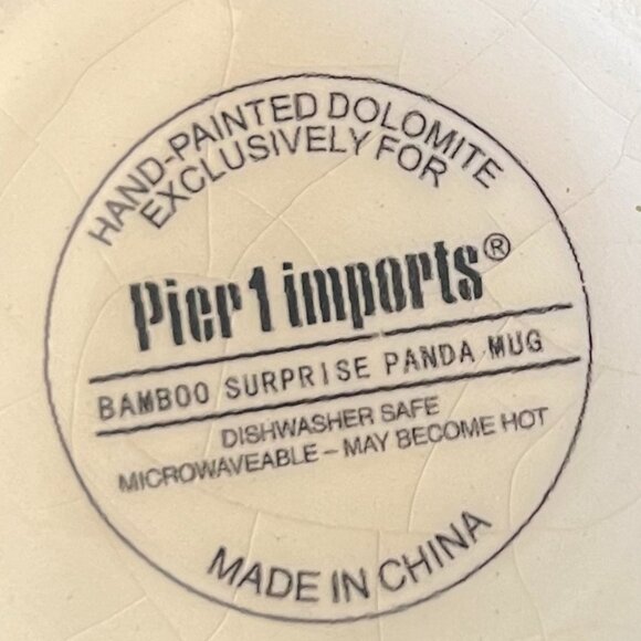 PIER 1 IMPORTS Bamboo Surprise Panda 3-D Ceramic Mug Cup ~ Hand Painted - Picture 8 of 8